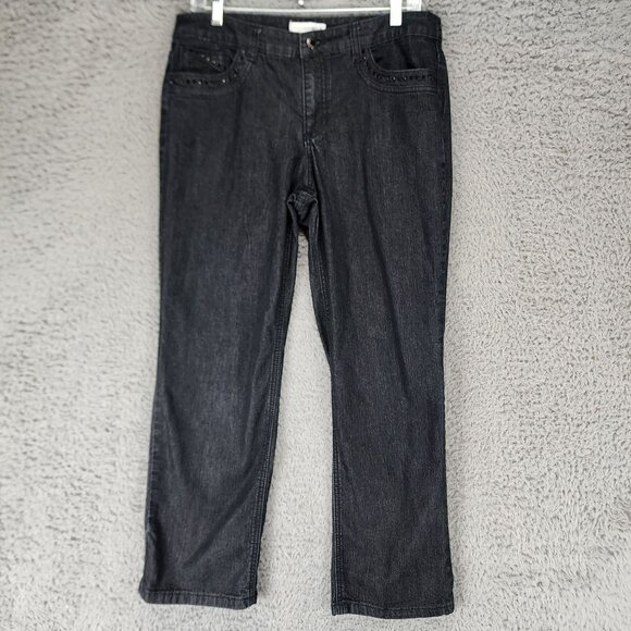 Christopher & Banks Jeans Womens 8 Petite Black Stretch Mid Rise Bootcut - Picture 1 of 12